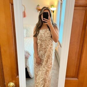 Beige Floral Maxi Dress